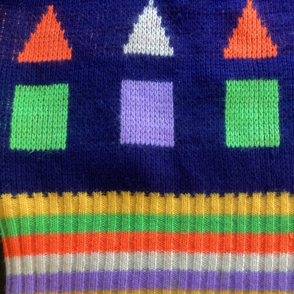 Vintage Square Neck Sweater Vest Stripes Geometric Acrylic Sm - Picture 6 of 6